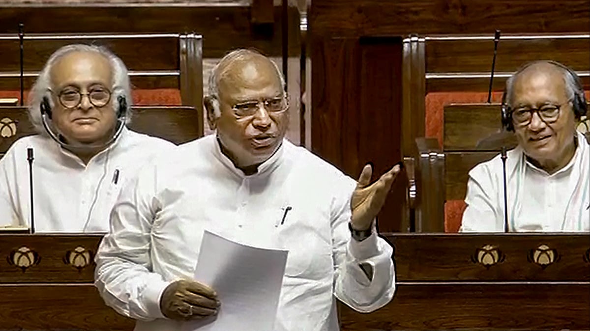 Furore in Rajya Sabha over ‘altered’ Constitution; Kharge calls out BJP lies
