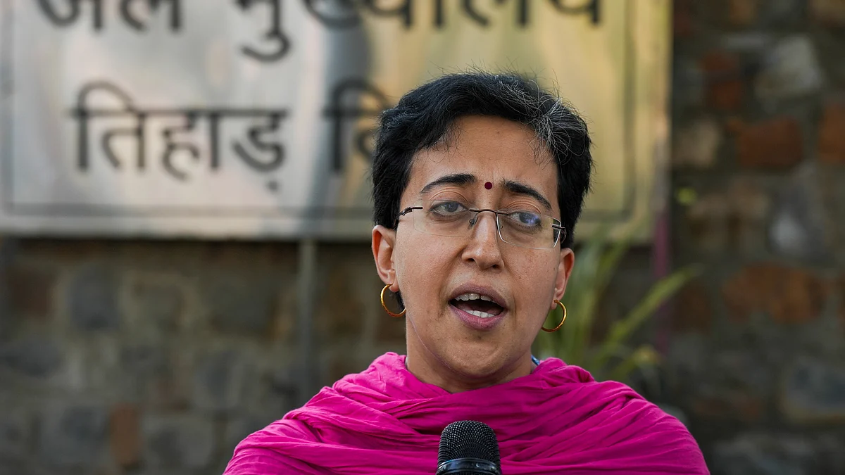 Atishi speaks outside Tihar Jail on 2 June (photo: PTI)