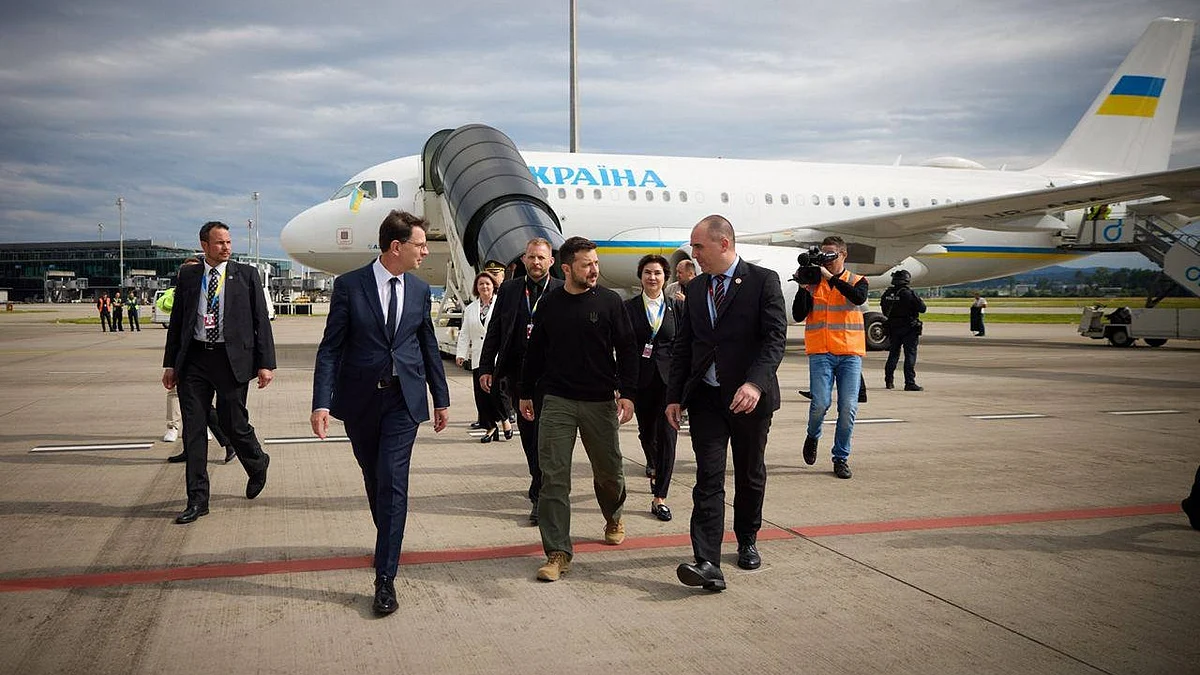 Zelenskyy arrives for Ukraine peace summit in Switzerland (photo: @mila__alien/X)
