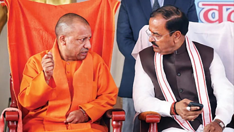 Uttar Pradesh chief minister Yogi Adityanath with deputy CM Keshav Prasad Maurya (photo: Getty)