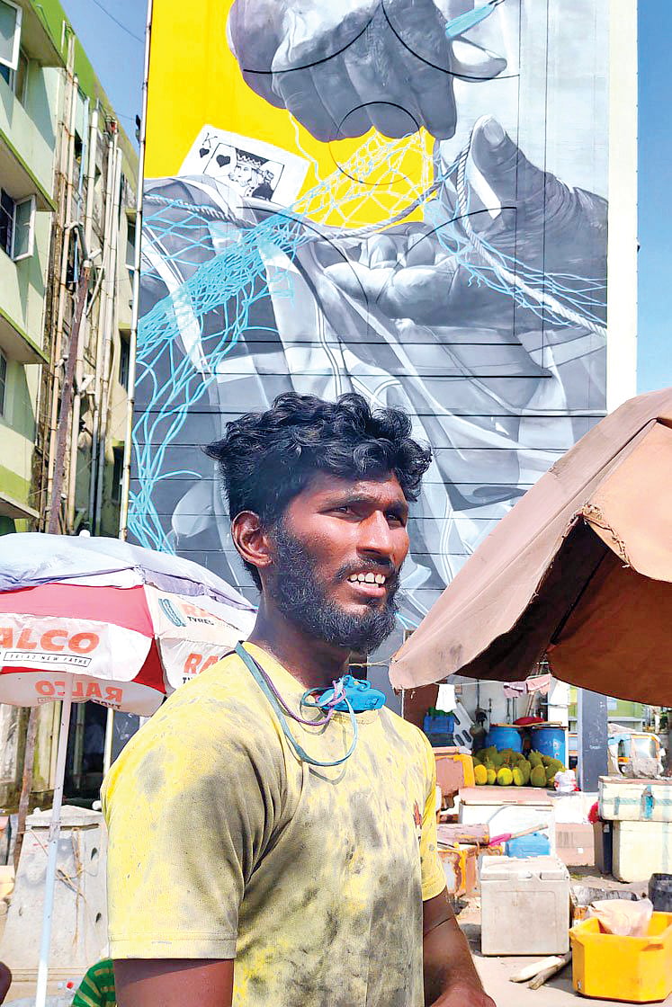 Ranjith, who sells his fish at Nochikuppam market (photo: Manini Bansal)