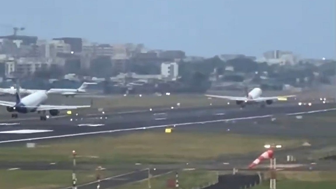 IndiGo flight 6E 6053 landed just as an Air India flight took off (screen grab: Nikhil Lakhwan/ X)