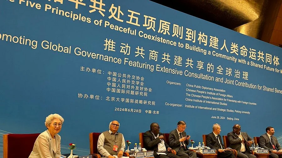 Speakers at the Panchsheel conference in Beijing (photo: @SudheenKulkarni/X)