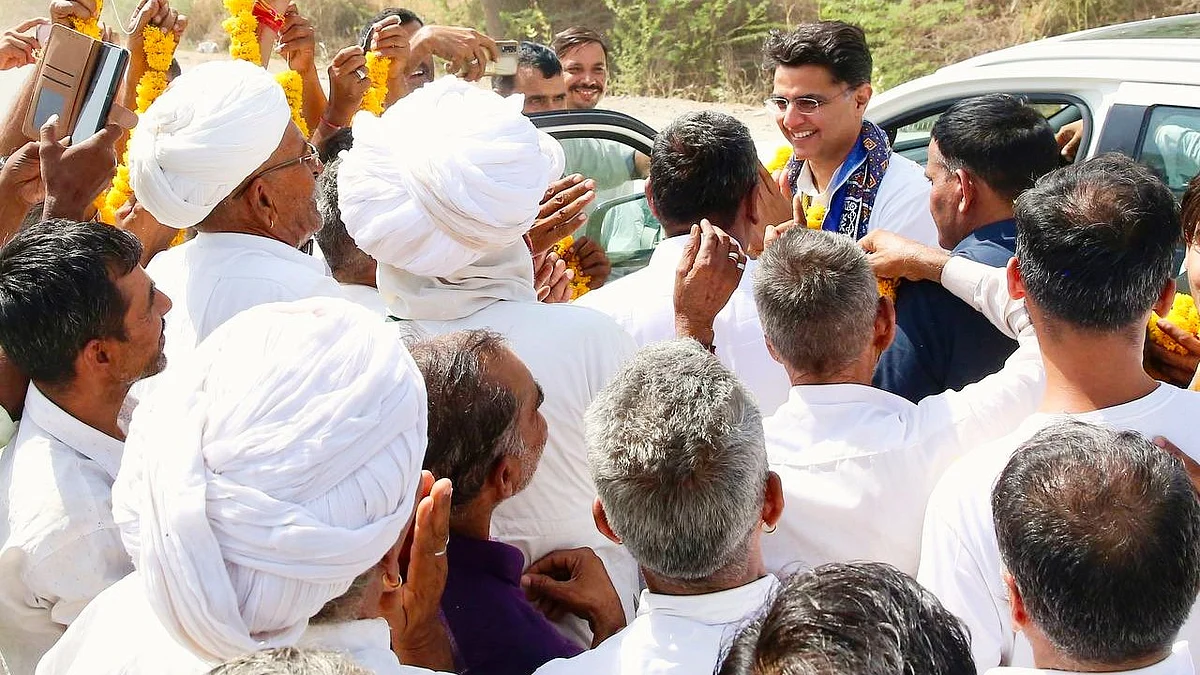 Sachin Pilot celebrates with supporters after the results (photo: @SachinPilot/X)