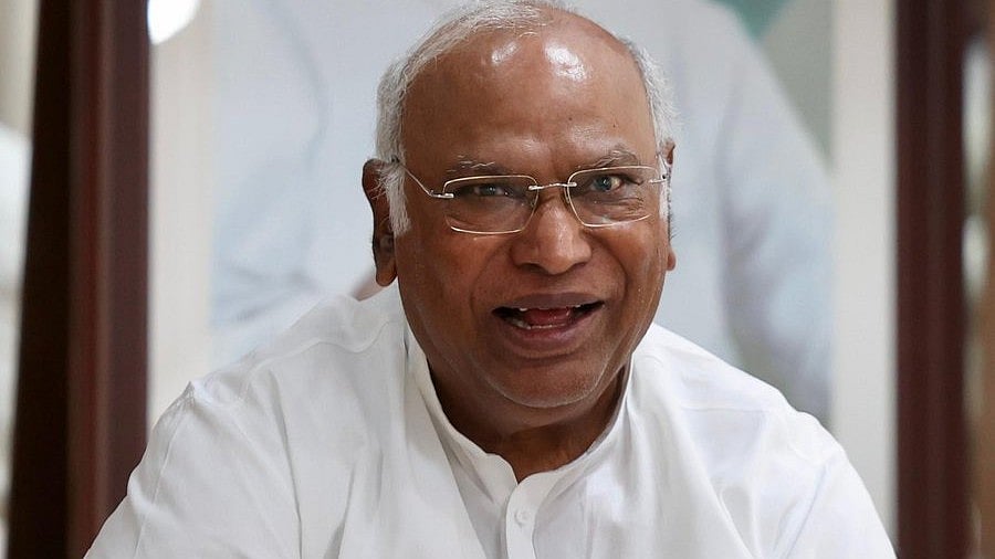 Leader of opposition in Rajya Sabha Mallikarjun Kharge (photo: @Kap57608111/X)