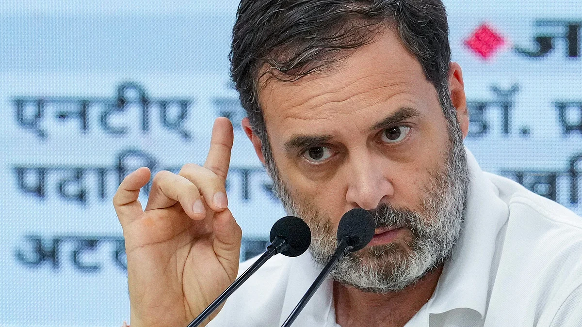 Rahul Gandhi during a press conference in New Delhi on 20 June (photo: PTI)