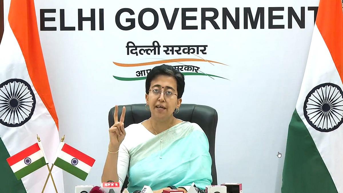 Atishi addresses a press conference in New Delhi on 8 June (photo: PTI)