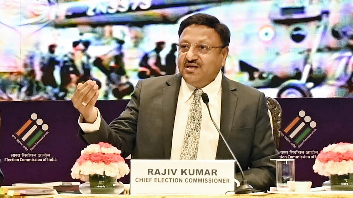 CEC Rajiv Kumar at the press meet (photo: Vipin/NH)