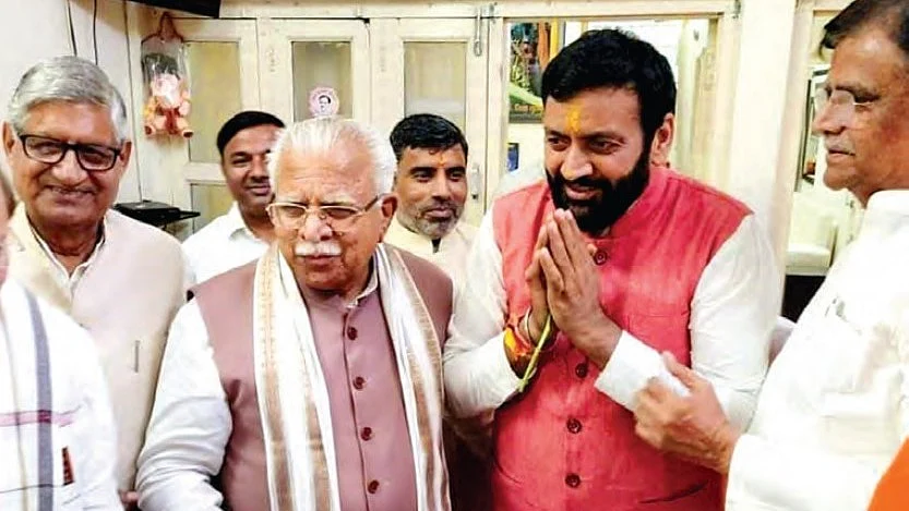 Manohar Lal Khattar and Nayab Singh Saini (photo: Getty Images)