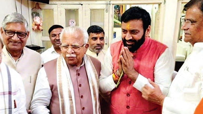 Manohar Lal Khattar and Nayab Singh Saini (photo: Getty Images)
