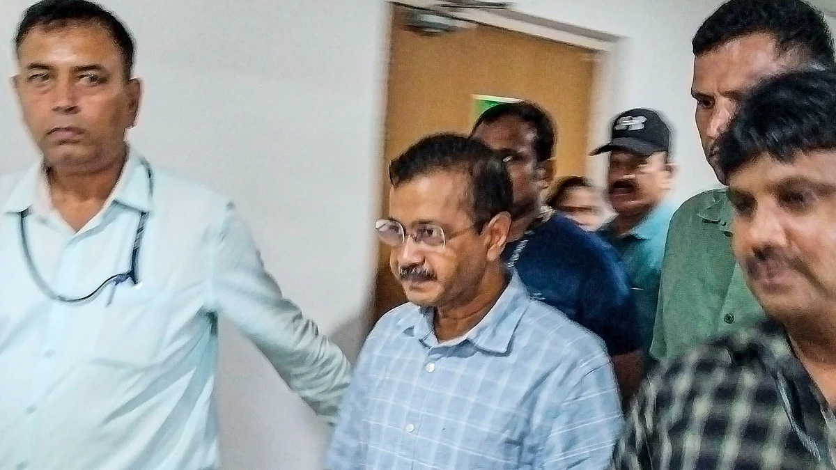 Delhi CM Arvind Kejriwal at Rouse Avenue court in New Delhi 