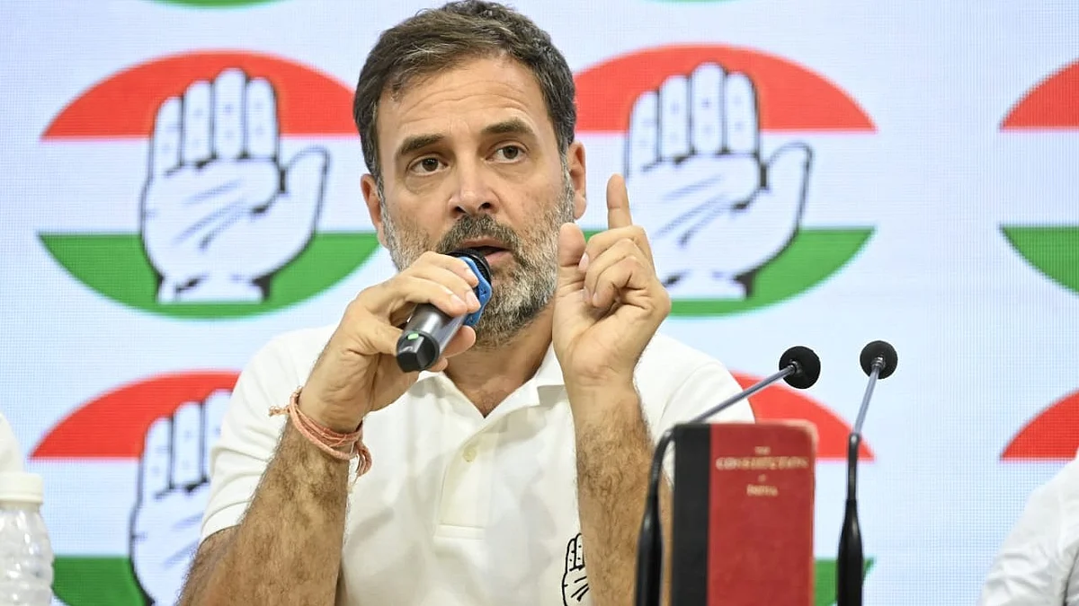 Rahul Gandhi at a press conference on 4 June 2024, the day of vote counting (photo: Vipin/NH)