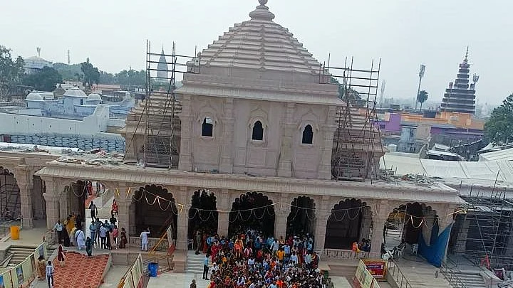 Devotees throng the temple on Buddha Purnima (photo: @ShriRamTeerth/X)