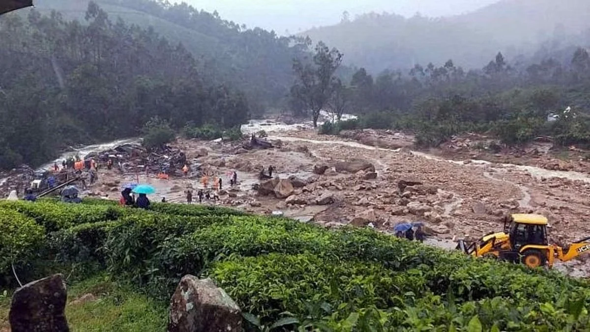 The scene of landslide-hit Wayanad district on 30 July 2024