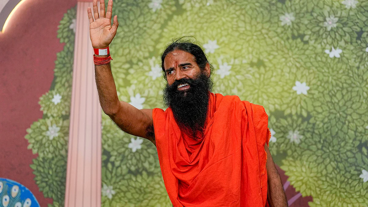 Yoga guru Ramdev in Mumbai on 13 July (photo: PTI)
