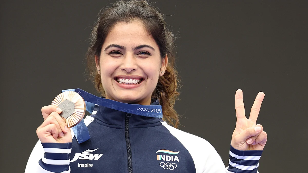 Manu Bhaker won bronze in the 10m air pistol event at Paris Olympics (Photo: PTI) 