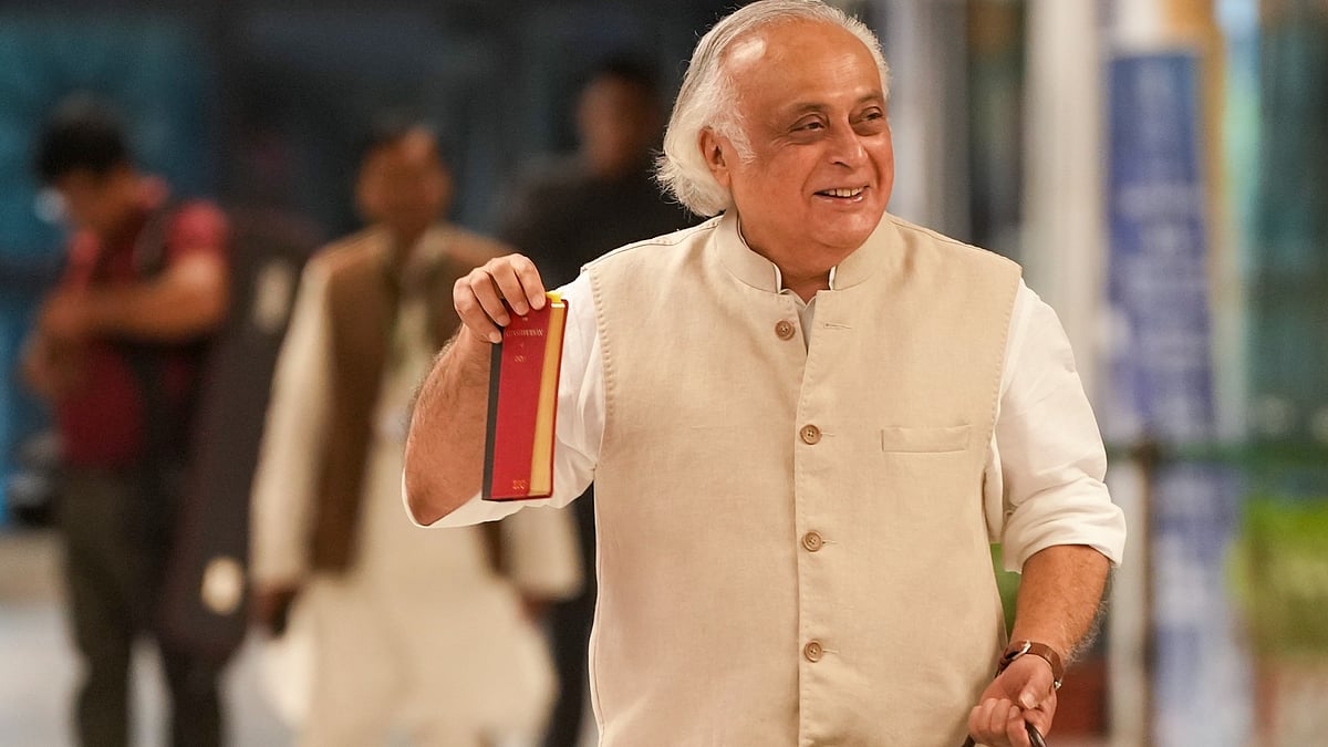 Jairam Ramesh arrives to attend the all-party meeting in New Delhi on 21 July (photo: PTI)