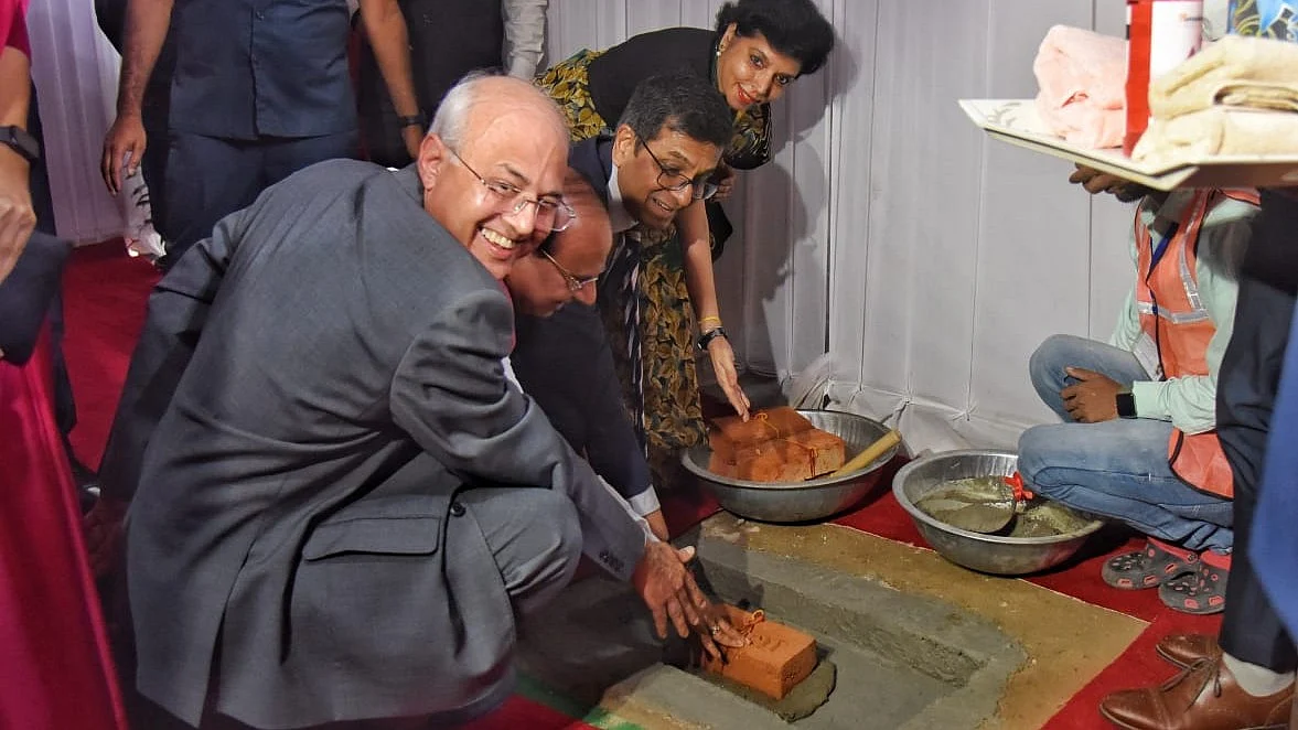 CJI DY Chandrachud lays foundation stone at Karkardooma Court complex on 2 July (photo: Vipin/NH)