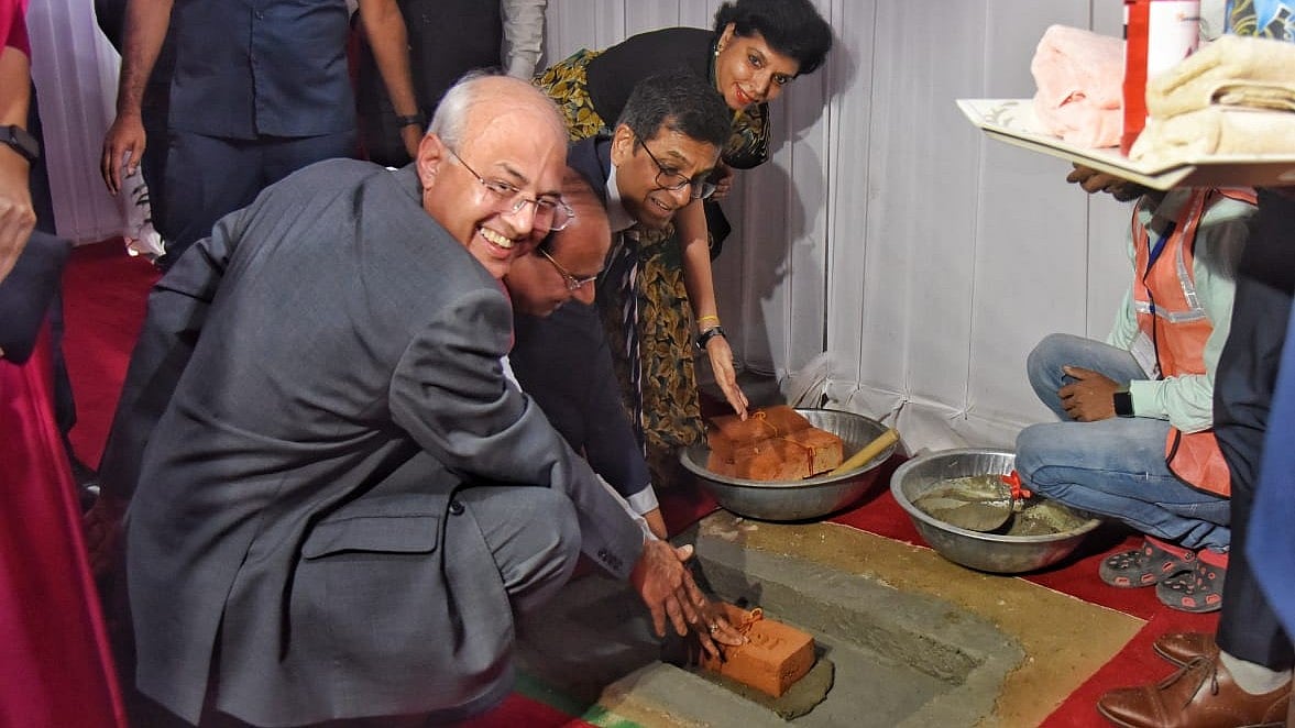 CJI DY Chandrachud lays foundation stone at Karkardooma Court complex on 2 July (photo: Vipin/NH)
