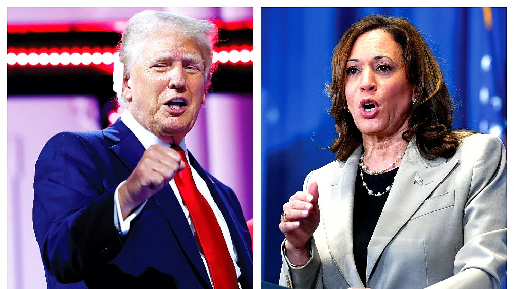 Donald Trump (left) and Kamala Harris