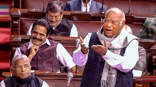 Congress president Mallikarjun Kharge at Parliament (photo: @harsht2024/X)