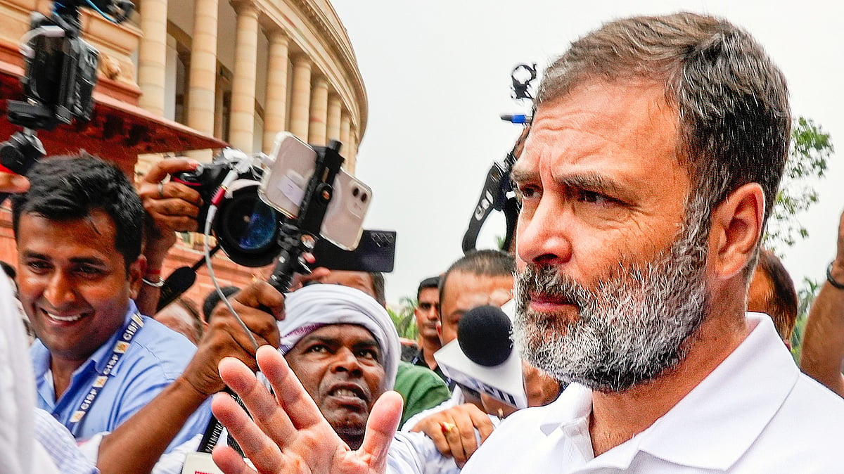 Rahul Gandhi speaks to the media post-Budget 2024 (photo: PTI)