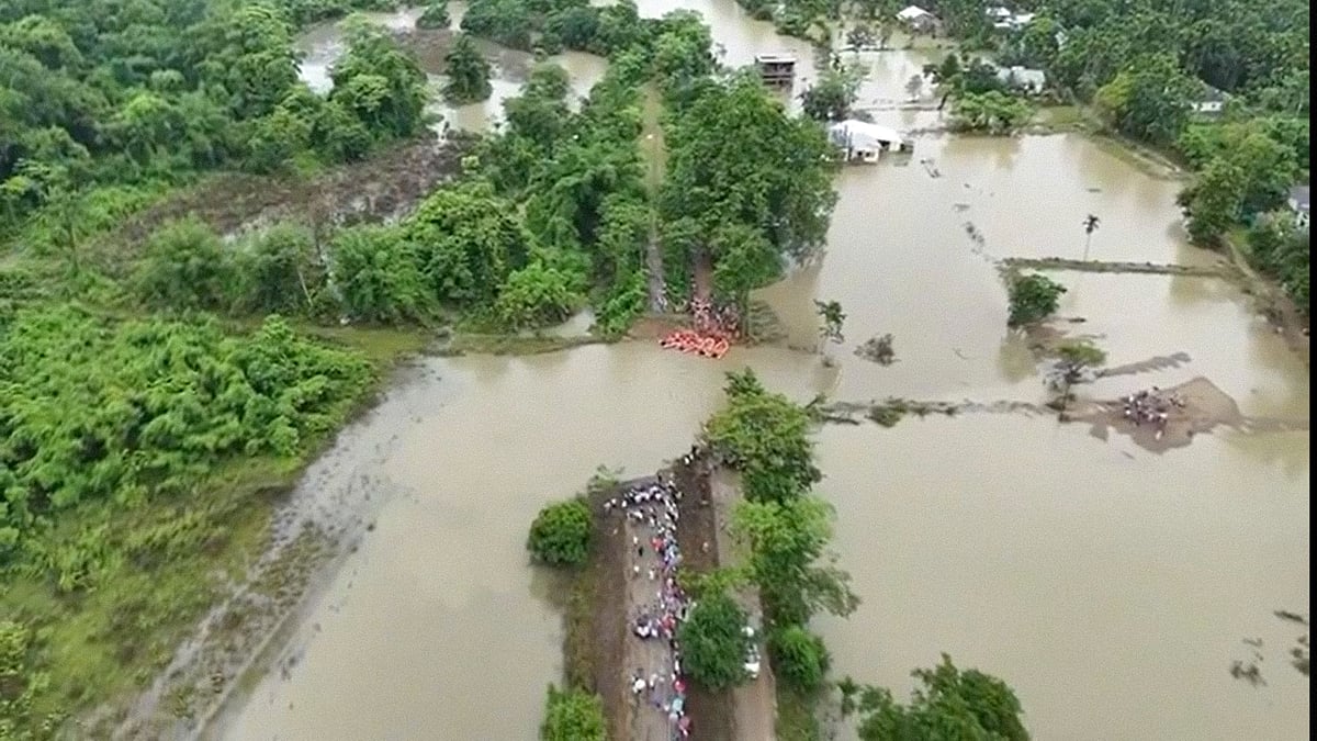 An aerial view of flood-hit Dibrugarh district