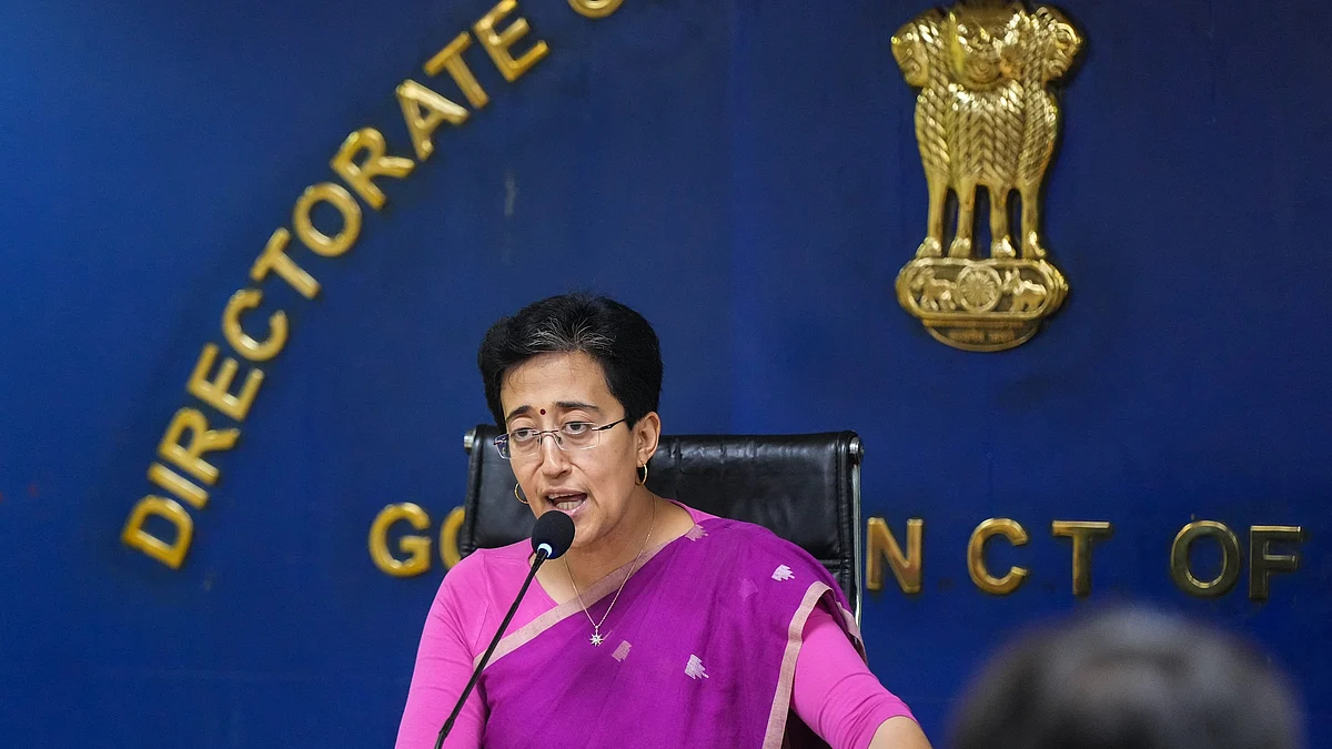 Delhi minister Atishi addresses a press conference in New Delhi on 19 July (photo: PTI)