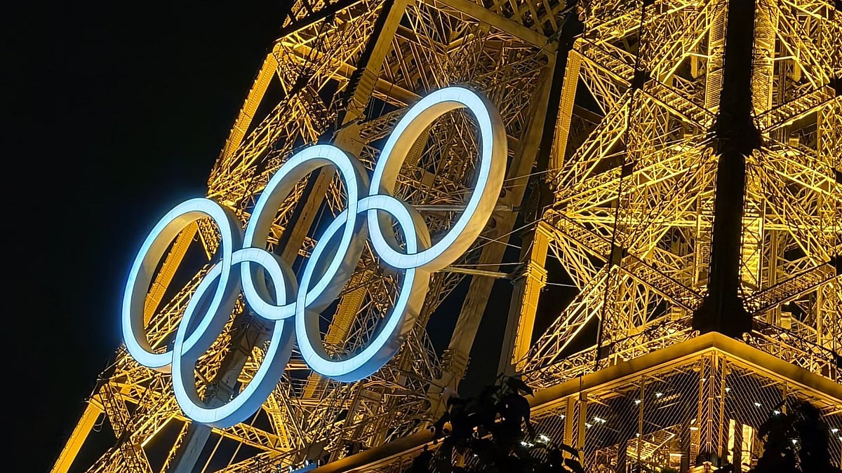 The Eiffel Tower adorned with the Olympic rings ahead of the 2024 Paris Olympics (photo: IANS)