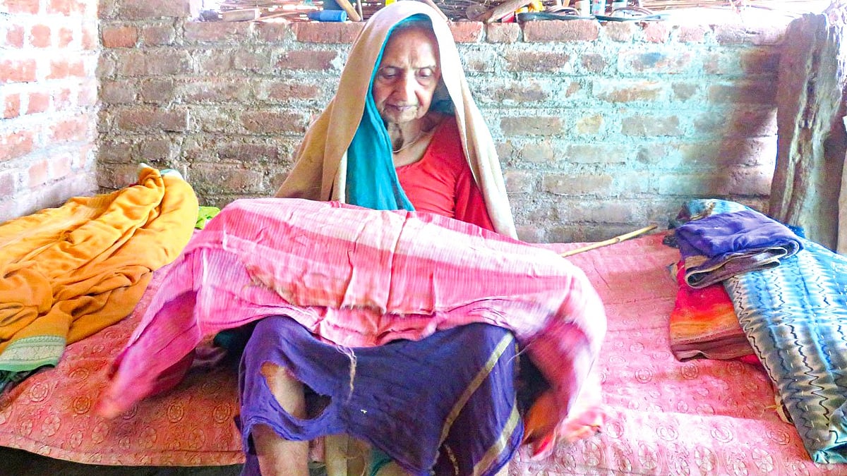 Rukhabai with her wedding sari (all photos: author)