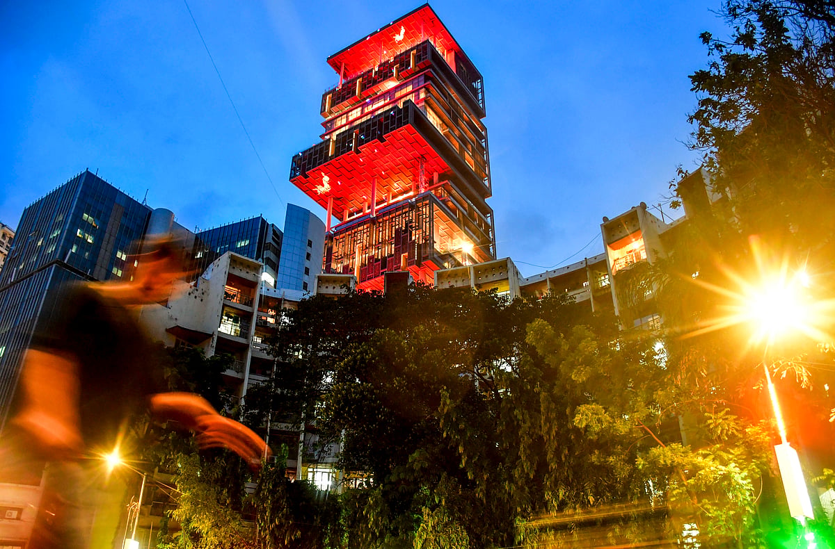 The illuminated Ambani residence Antilla