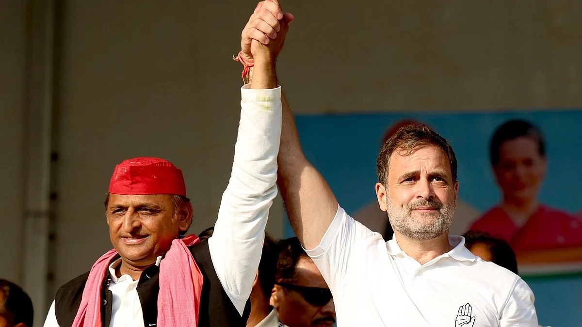 Rahul Gandhi with SP chief Akhilesh Yadav (photo: @RahulGandhi/X)