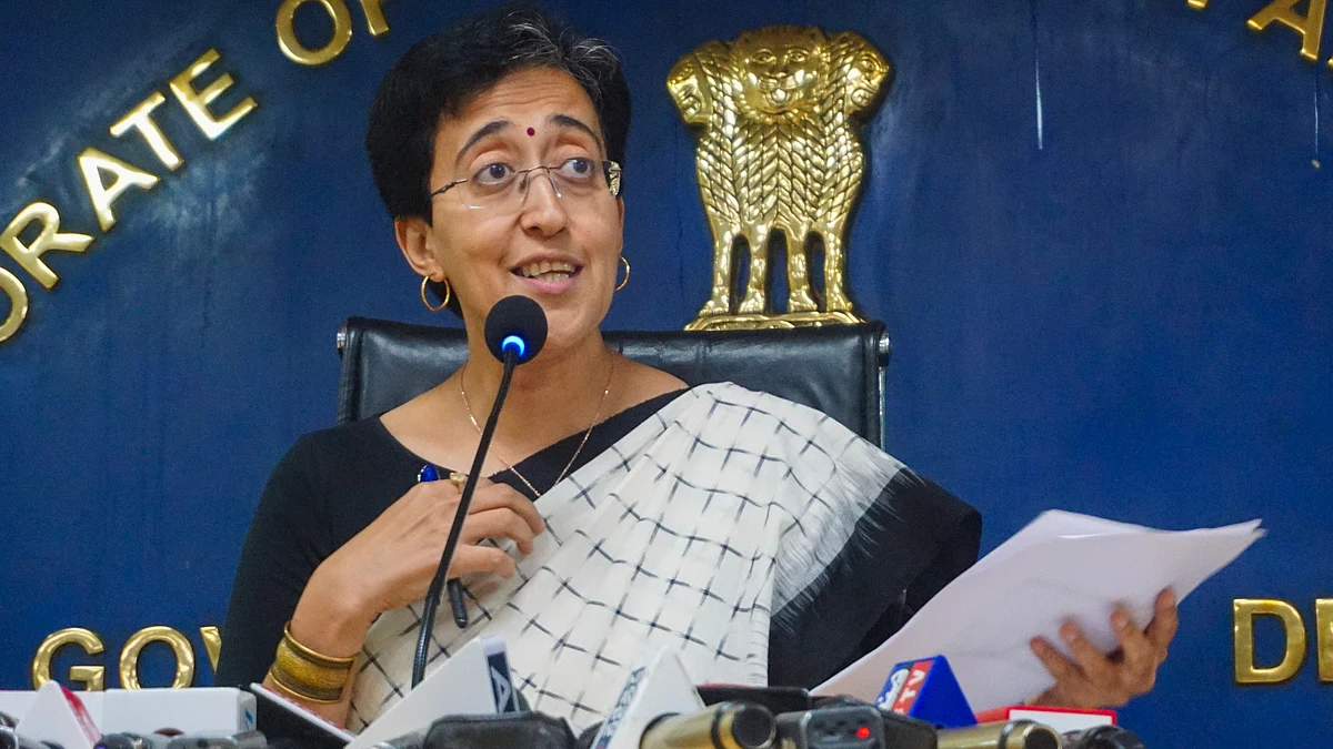 AAP leader Atishi addresses a press conference in New Delhi on 25 July (photo: PTI)