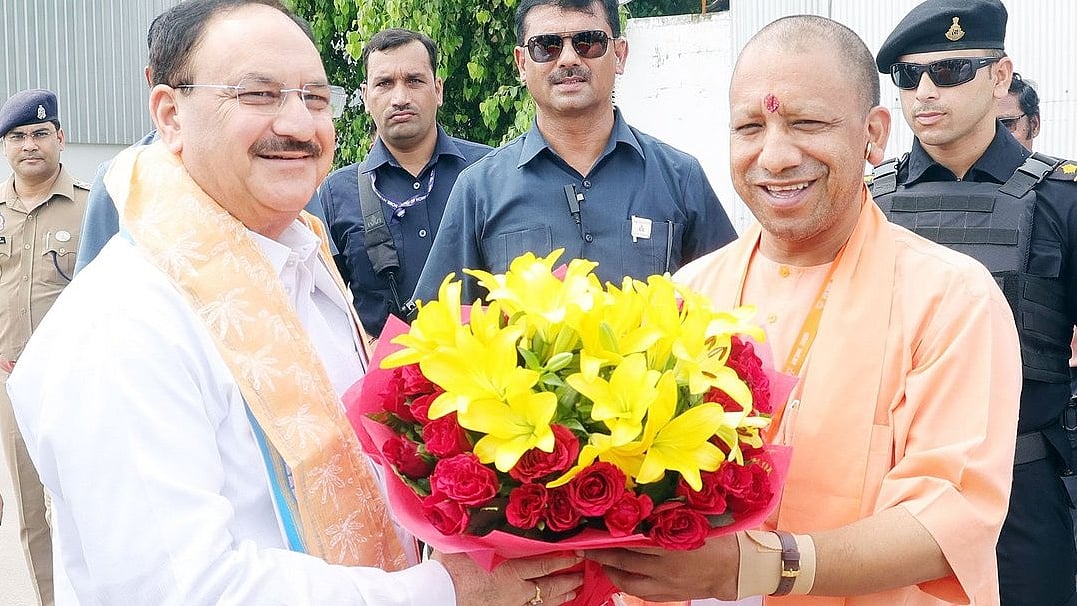BJP chief J.P. Nadda with Uttar Pradesh chief minister Yogi Adityanath