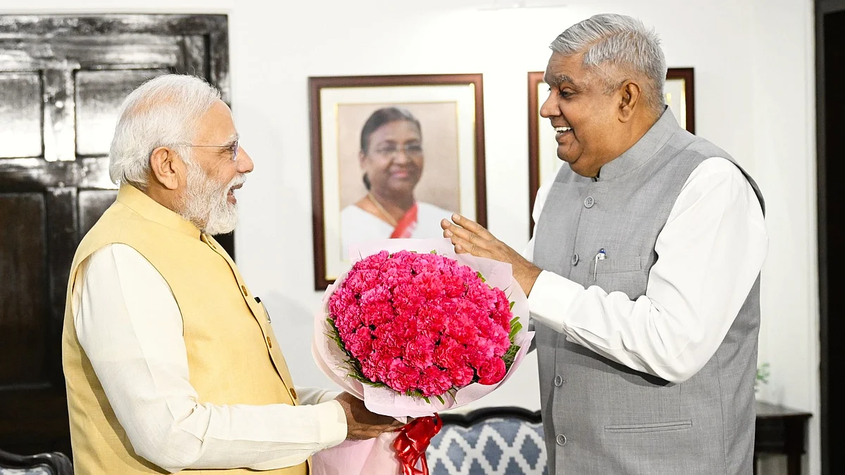 Jagdeep Dhankhar with Narendra Modi (photo: @Jagdeepdhankha/X)