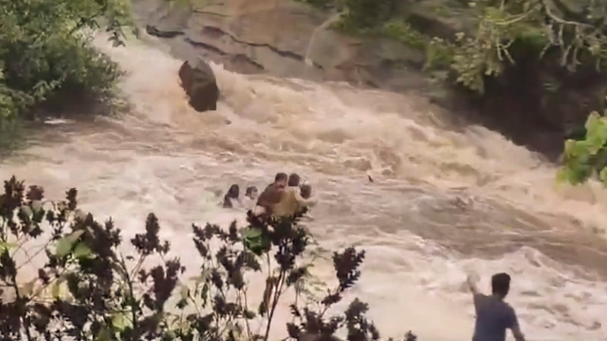 A video of the incident shows a group of people being swept away by gushing water (photo: PTI)