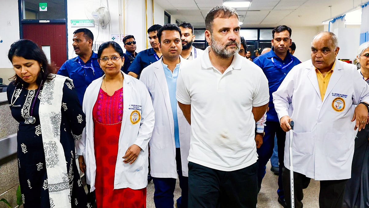 Rahul Gandhi on a visit to AIIMS Rae Bareli (photo: PTI)