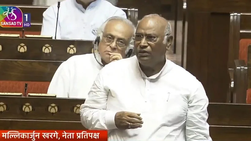 Mallikarjun Kharge in Parliament (Sansad TV screengrab)