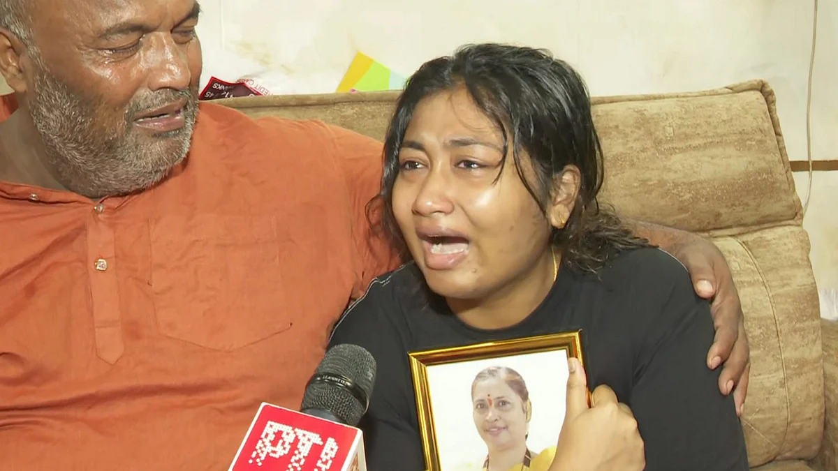 Amrutha Nakhva, daughter of deceased who was mown down by the BMW car (photo: PTI)