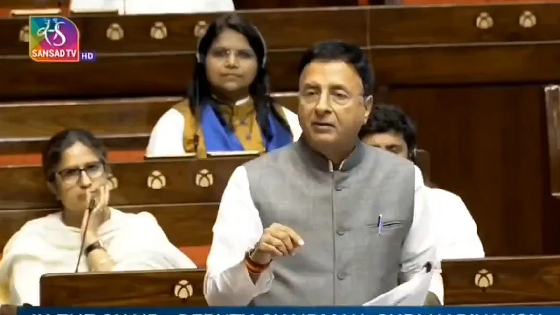Randeep Singh Surjewala criticises the Modi govt in the Budget discussion (screengrab: Sansad TV)