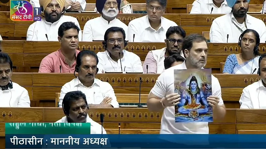 Rahul Gandhi speaks in Parliament on 1 July (screengrab from Sansad TV)