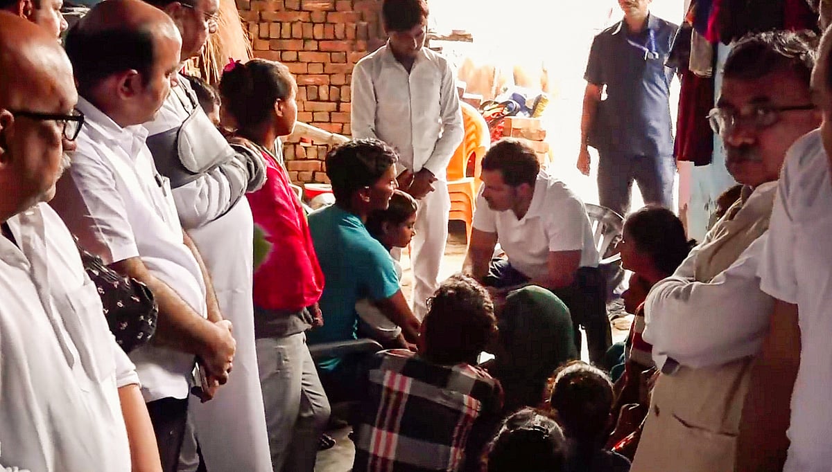 Rahul Gandhi meets families of the victims of Hathras stampede (photo: PTI)