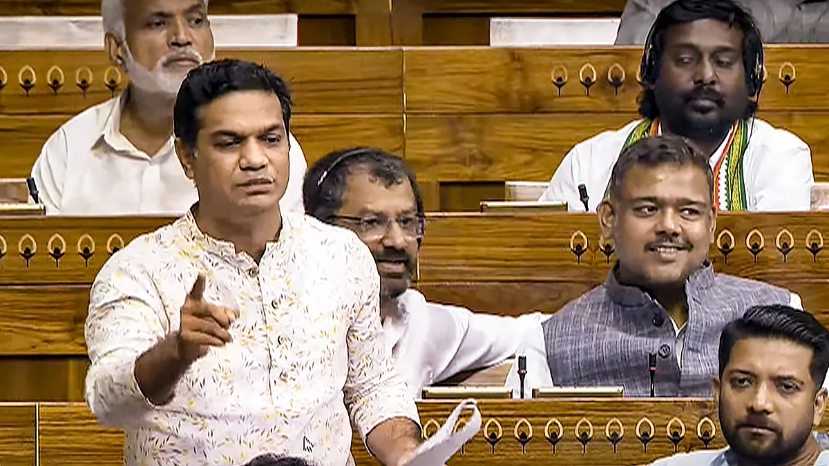 Congress MP Hibi Eden speaks in Lok Sabha in New Delhi on 22 July (photo: PTI)