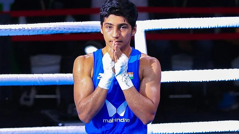 Preeti Pawar, first Indian boxer to get down to the ring on 27 July (photo: @All_Sports/X)