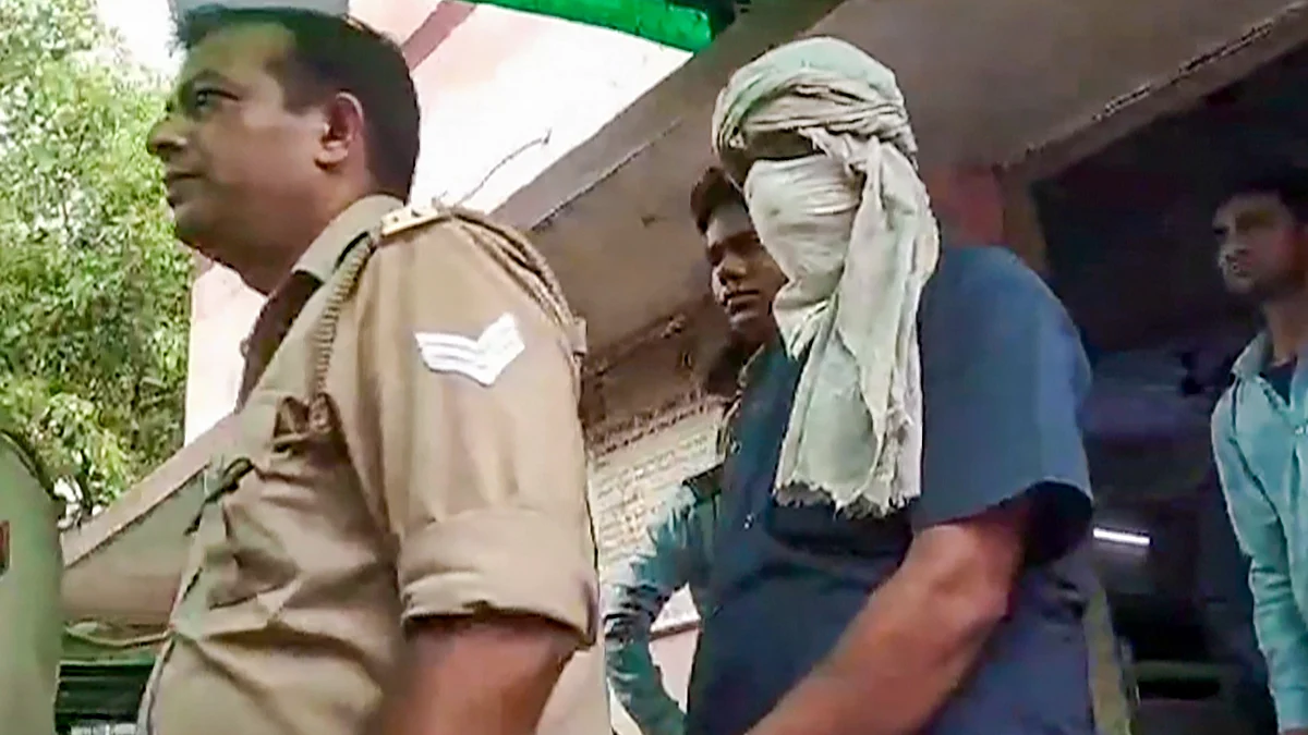 Prime accused of Hathras stampede Devprakash Madhukar in police custody on 6 July (photo: PTI)
