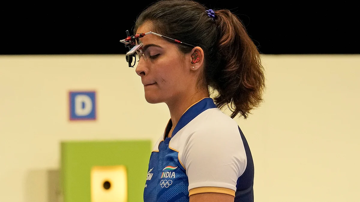 Manu Bhaker at the 2024 Summer Olympics on 30 July (photo: PTI)