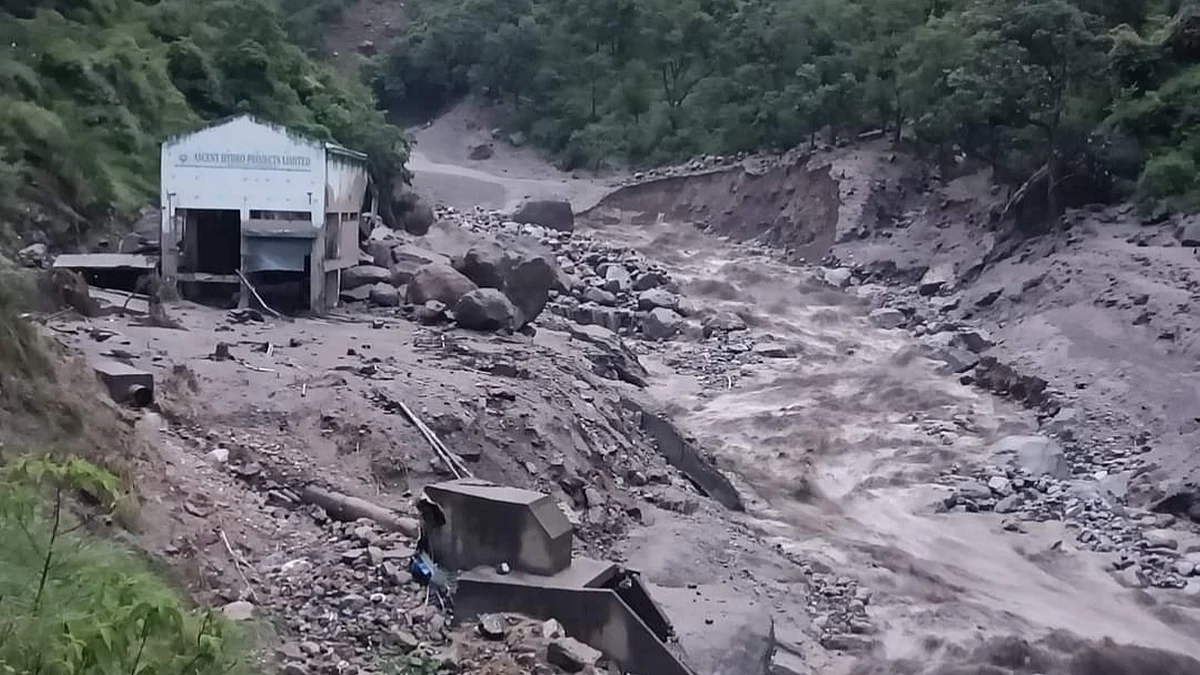A scene after cloud burst at Shamej in Rampur, in Shimla district (photo: PTI)