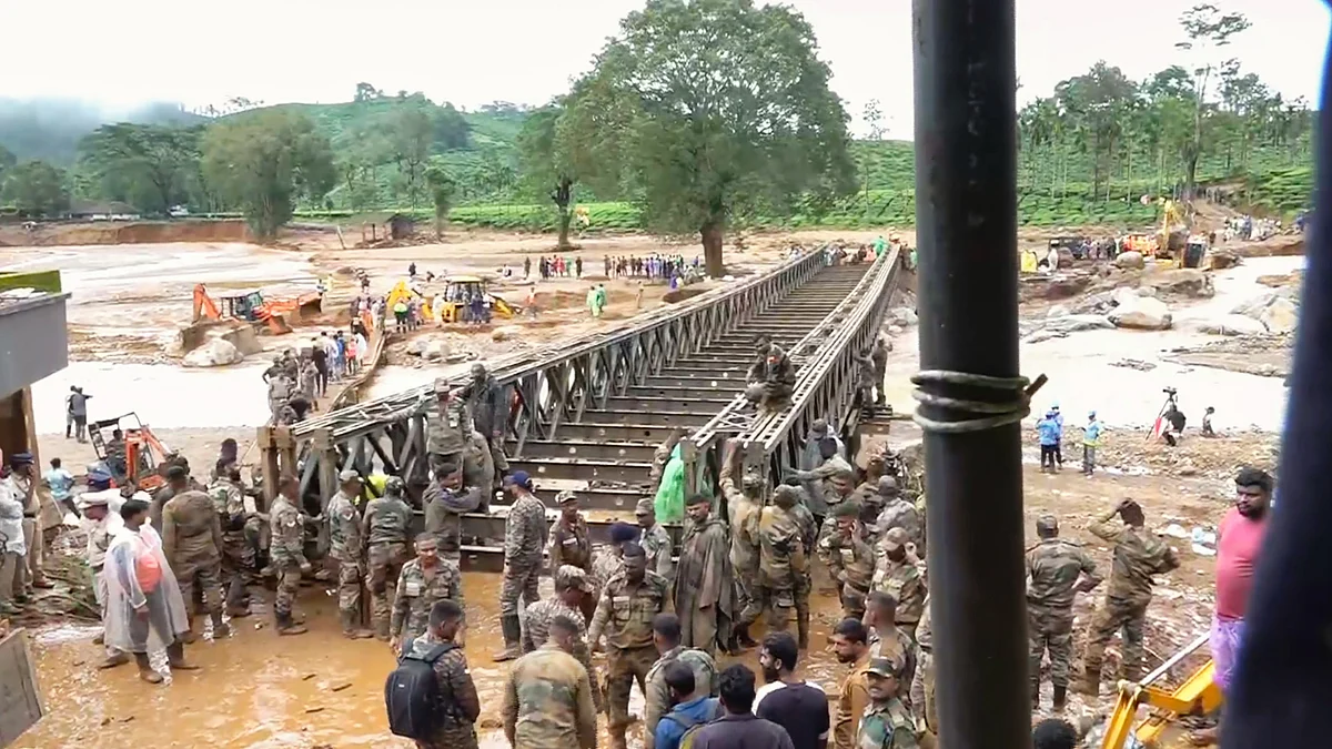 A bridge being reconstructed in the disaster zone (photo: PTI)