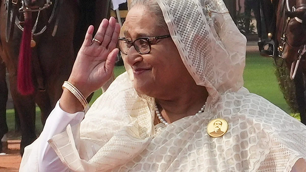 Sheikh Hasina in Dhaka on 22 June (photo: PTI)