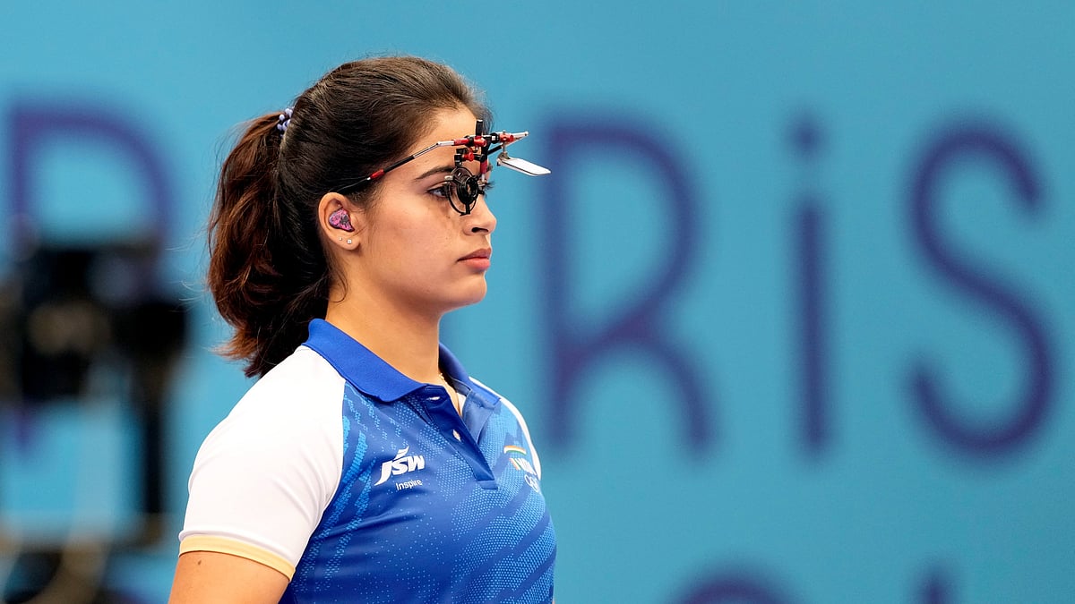 Manu Bhaker at the 25 m pistol event (photo: PTI)
